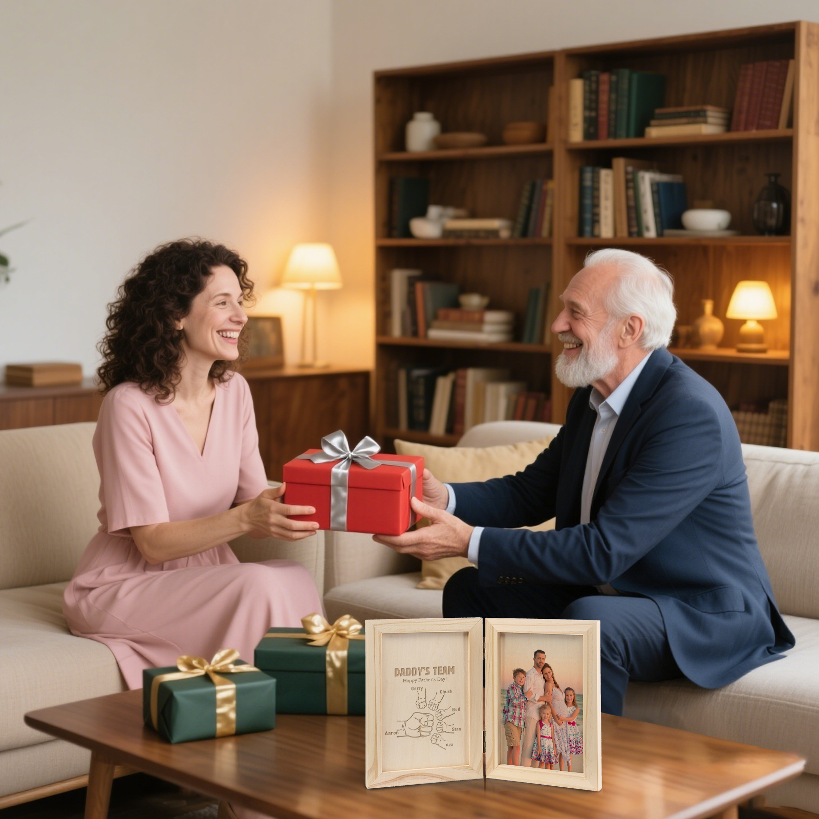 6 Names Personalised Wooden Frame with Photo and Date - Father’s Day Gift | Jessemade