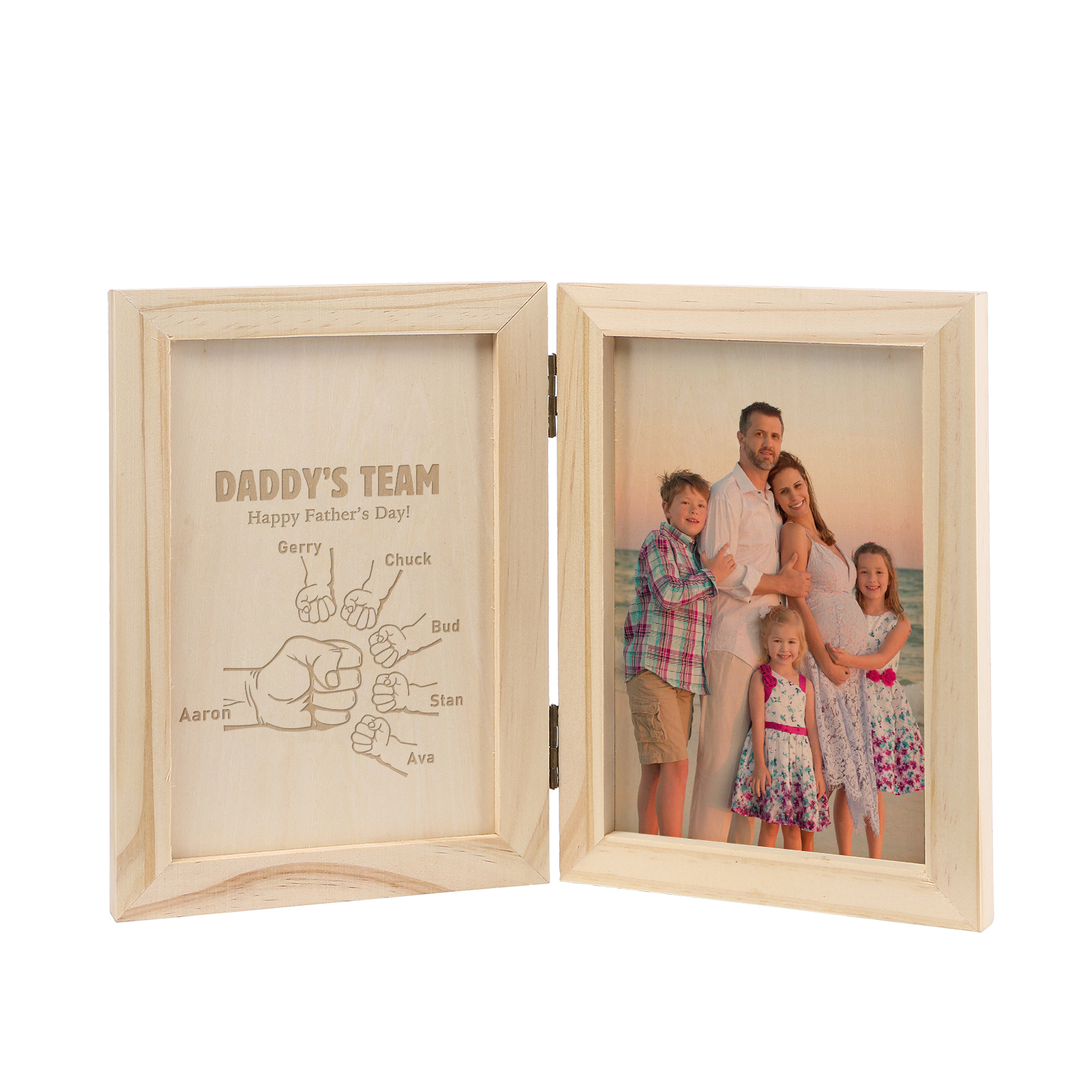 6 Names Personalised Wooden Frame with Photo and Date - Father’s Day Gift | Jessemade