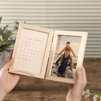 Personalised Wooden Frame with Photo and Date - Father’s Day Gift | Jessemade