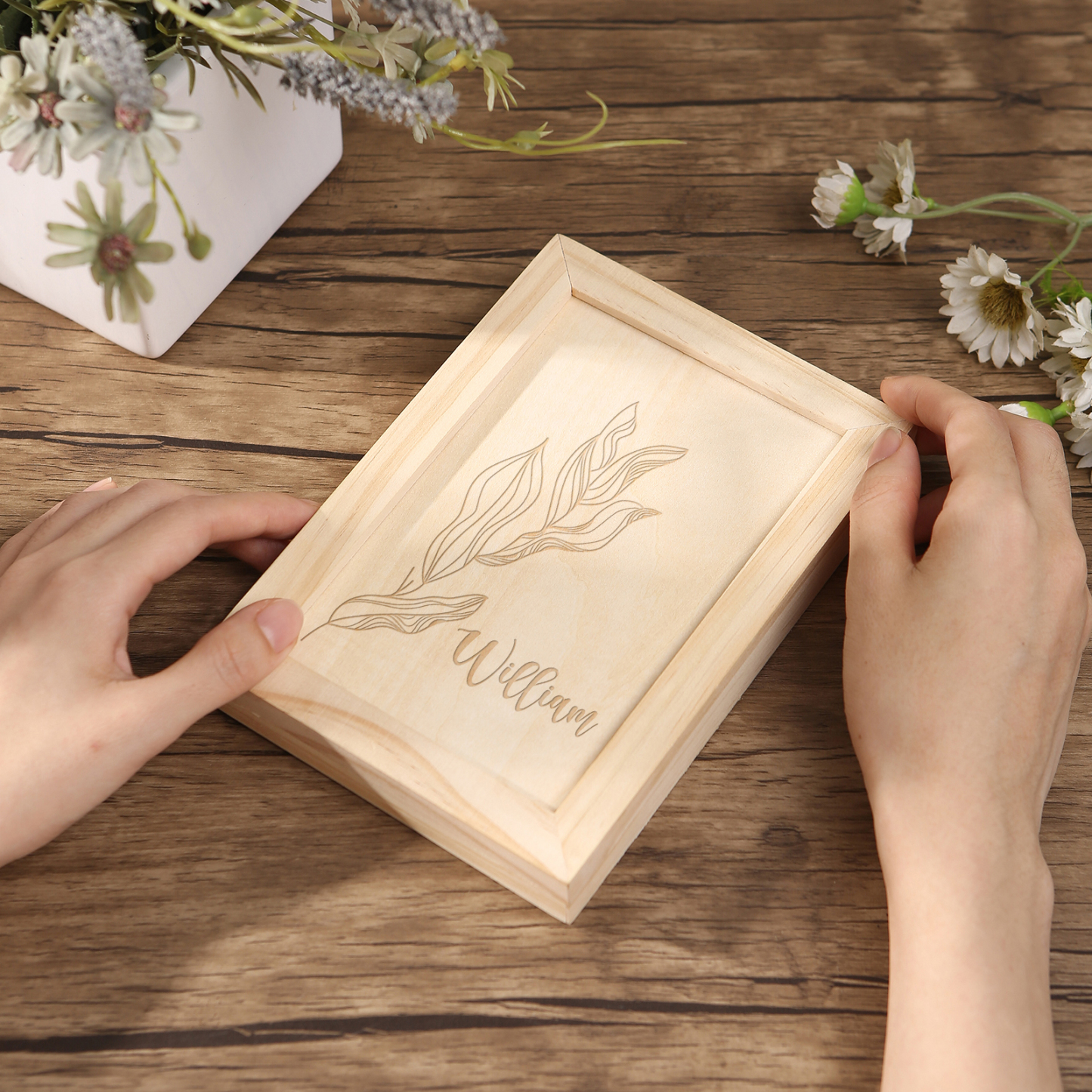 1 Name Personalised Wooden Frame with Photo, Initials & Text - Father’s Day Gift | Jessemade