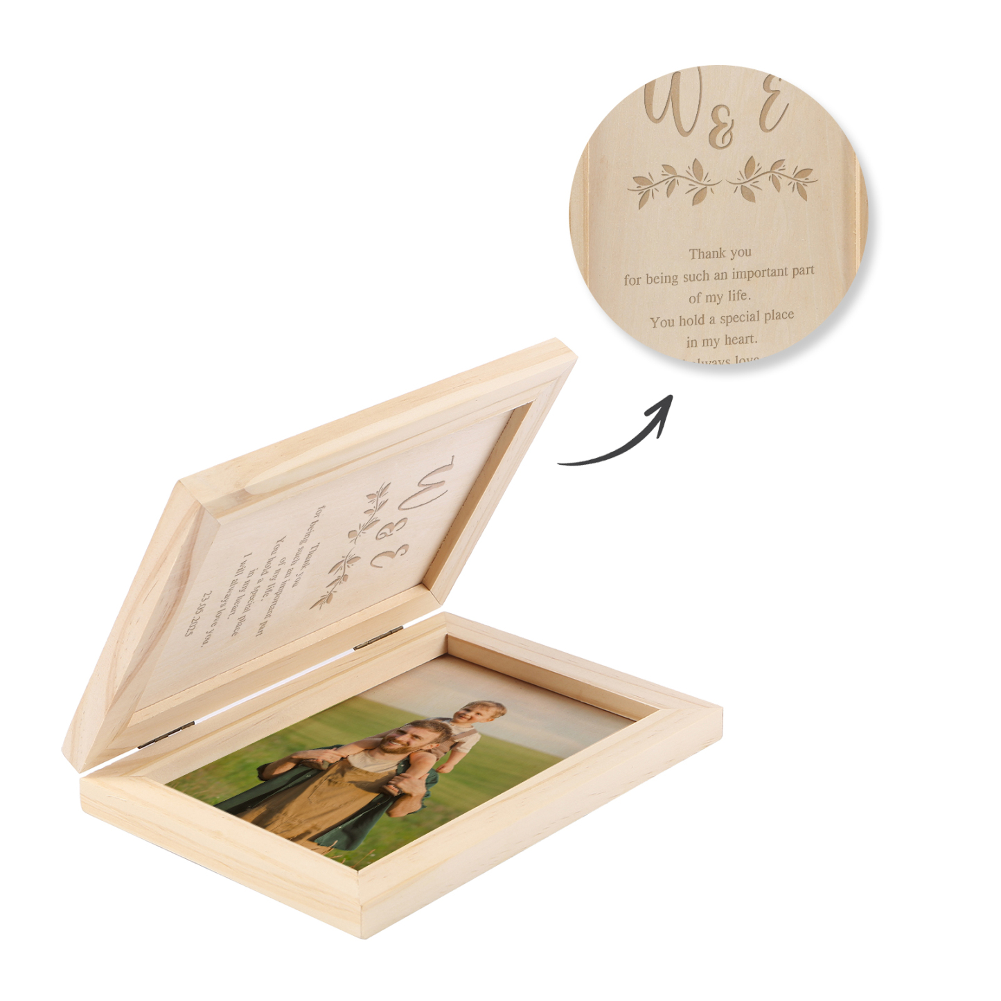 1 Name Personalised Wooden Frame with Photo, Initials & Text - Father’s Day Gift | Jessemade