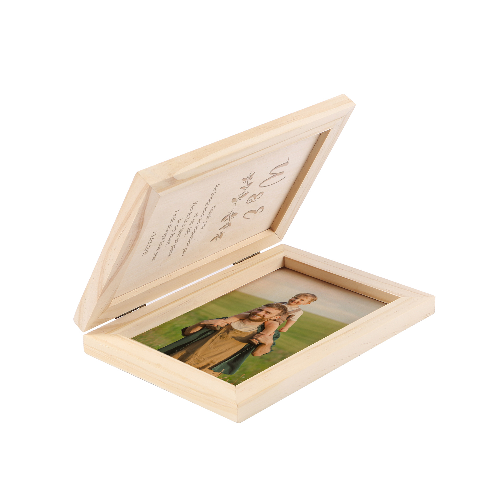 1 Name Personalised Wooden Frame with Photo, Initials & Text - Father’s Day Gift | Jessemade