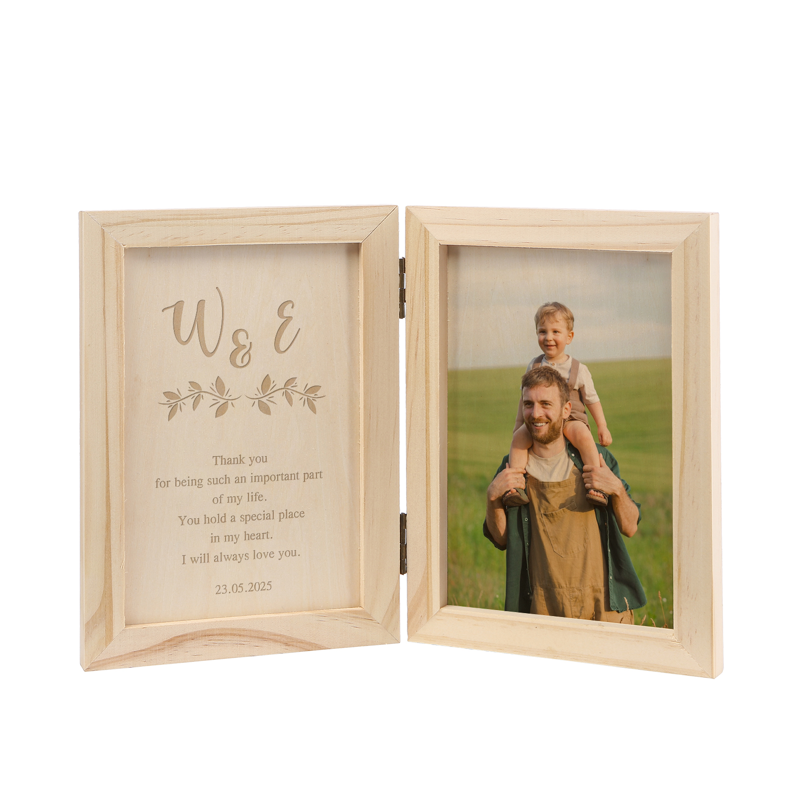 1 Name Personalised Wooden Frame with Photo, Initials & Text - Father’s Day Gift | Jessemade