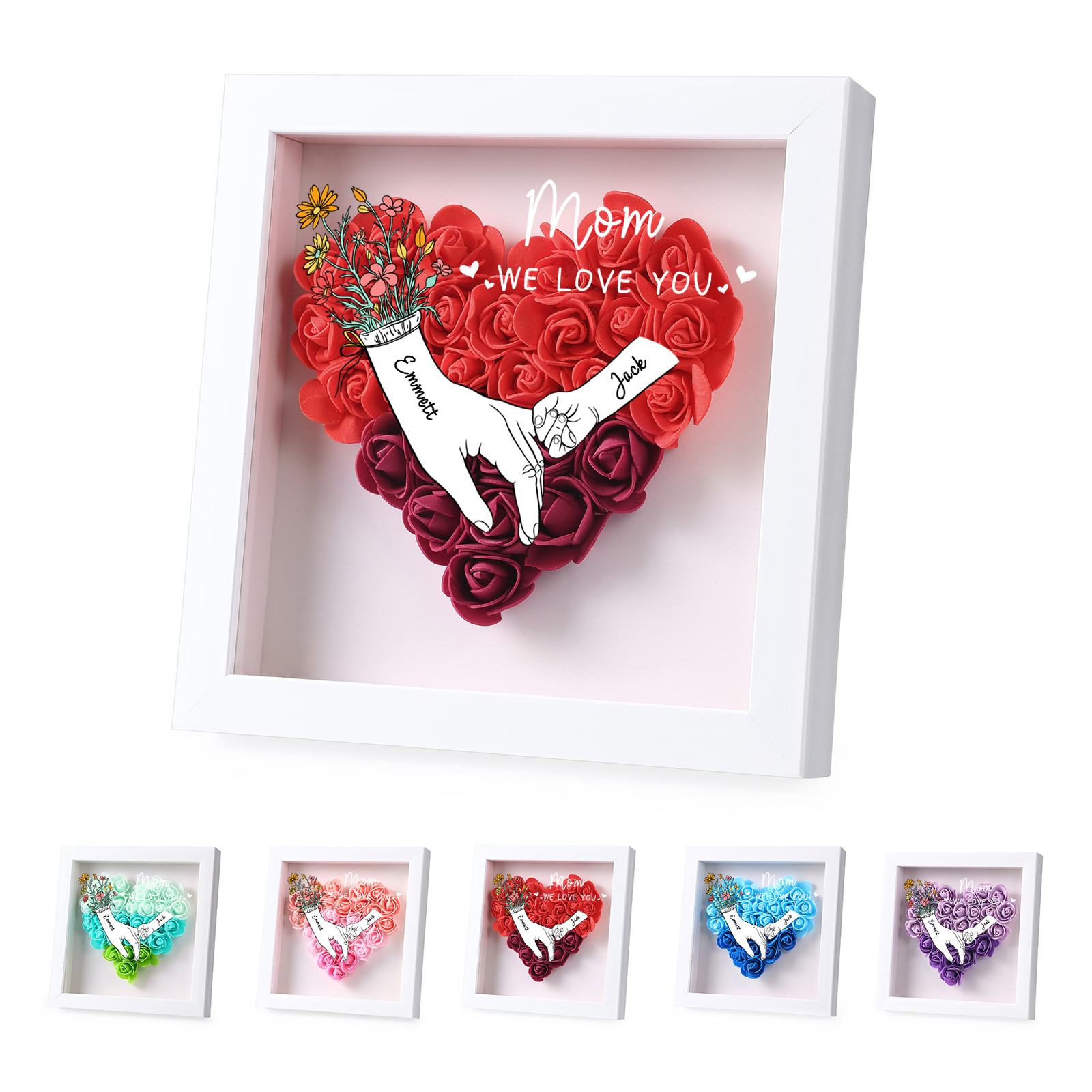 2 Names & 2 Texts Personalised Rose Flower Frame – A Thoughtful Gift for Mum, Wife or Friend