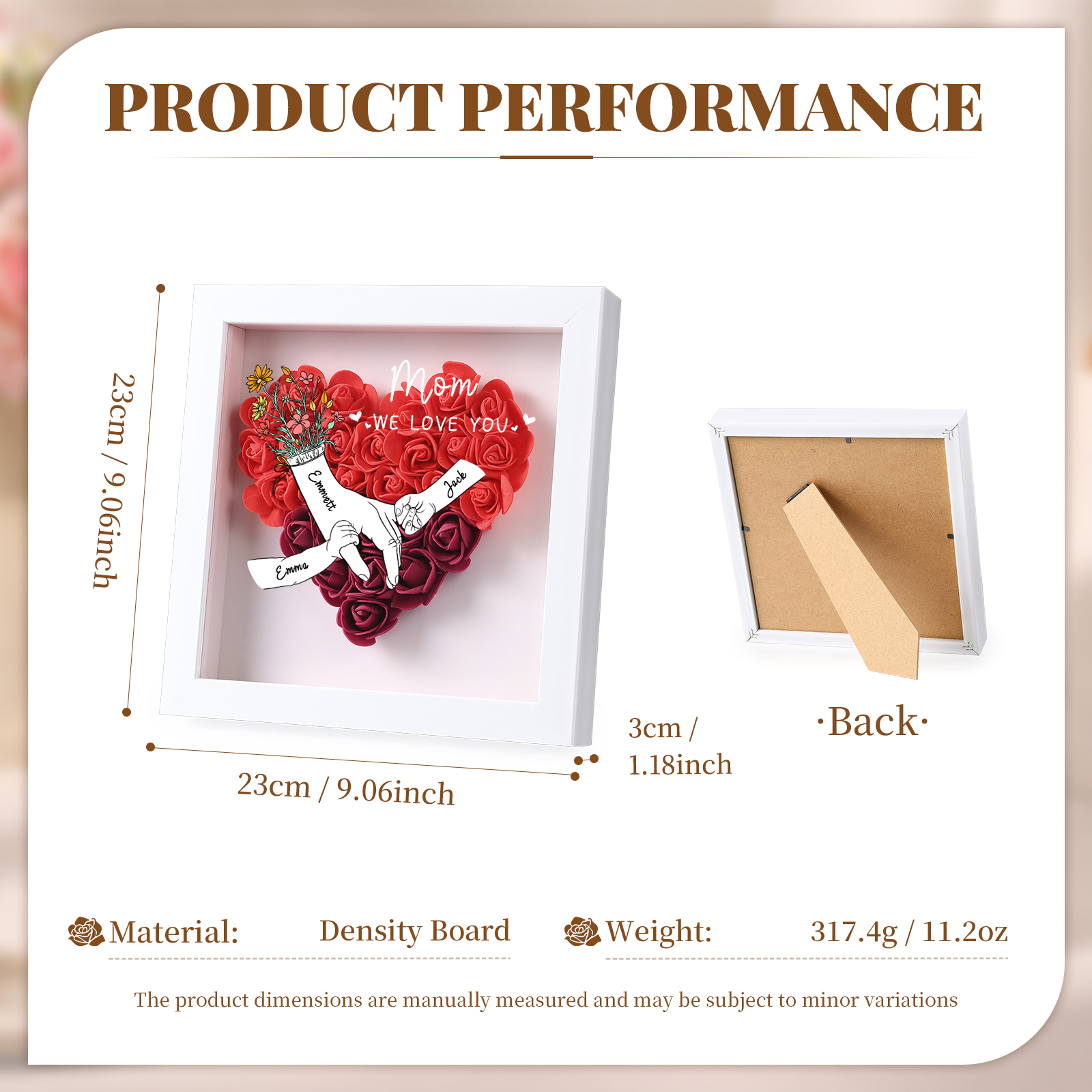 3 Names & 2 Texts Personalised Rose Flower Frame – A Thoughtful Gift for Mum, Wife or Friend | Jessemade