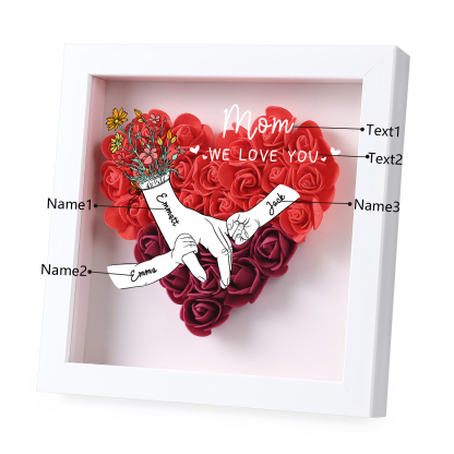 3 Names & 2 Texts Personalised Rose Flower Frame – A Thoughtful Gift for Mum, Wife or Friend | Jessemade