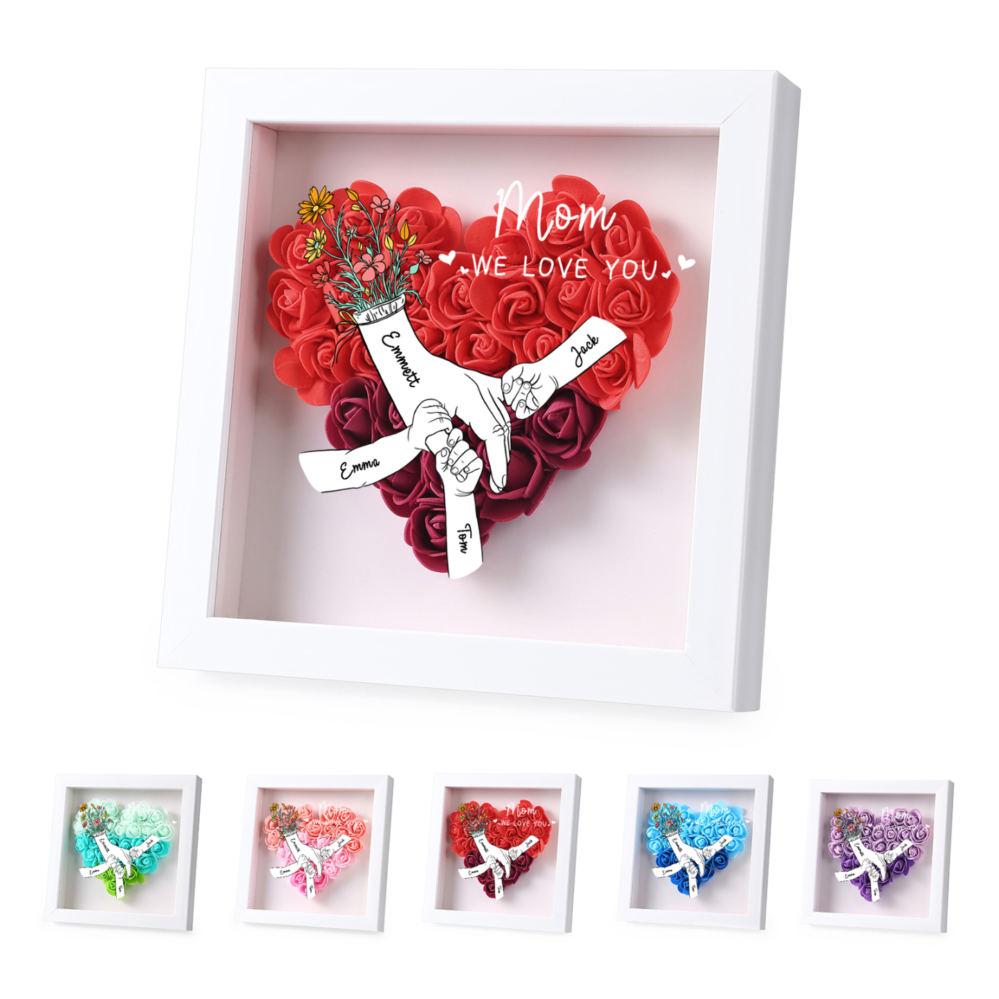 4 Names & 2 Texts Personalised Rose Flower Frame – A Thoughtful Gift for Mum, Wife or Friend | Jessemade