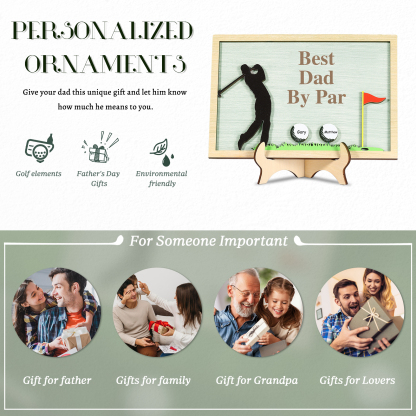 2 Names & 1 Text Personalised Golf Wooden Plaque – Custom Father's Day Gift | Jessemade