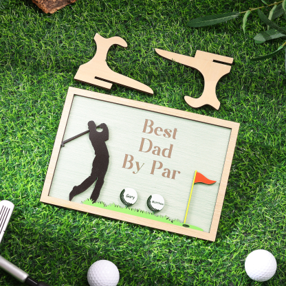 2 Names & 1 Text Personalised Golf Wooden Plaque – Custom Father's Day Gift | Jessemade