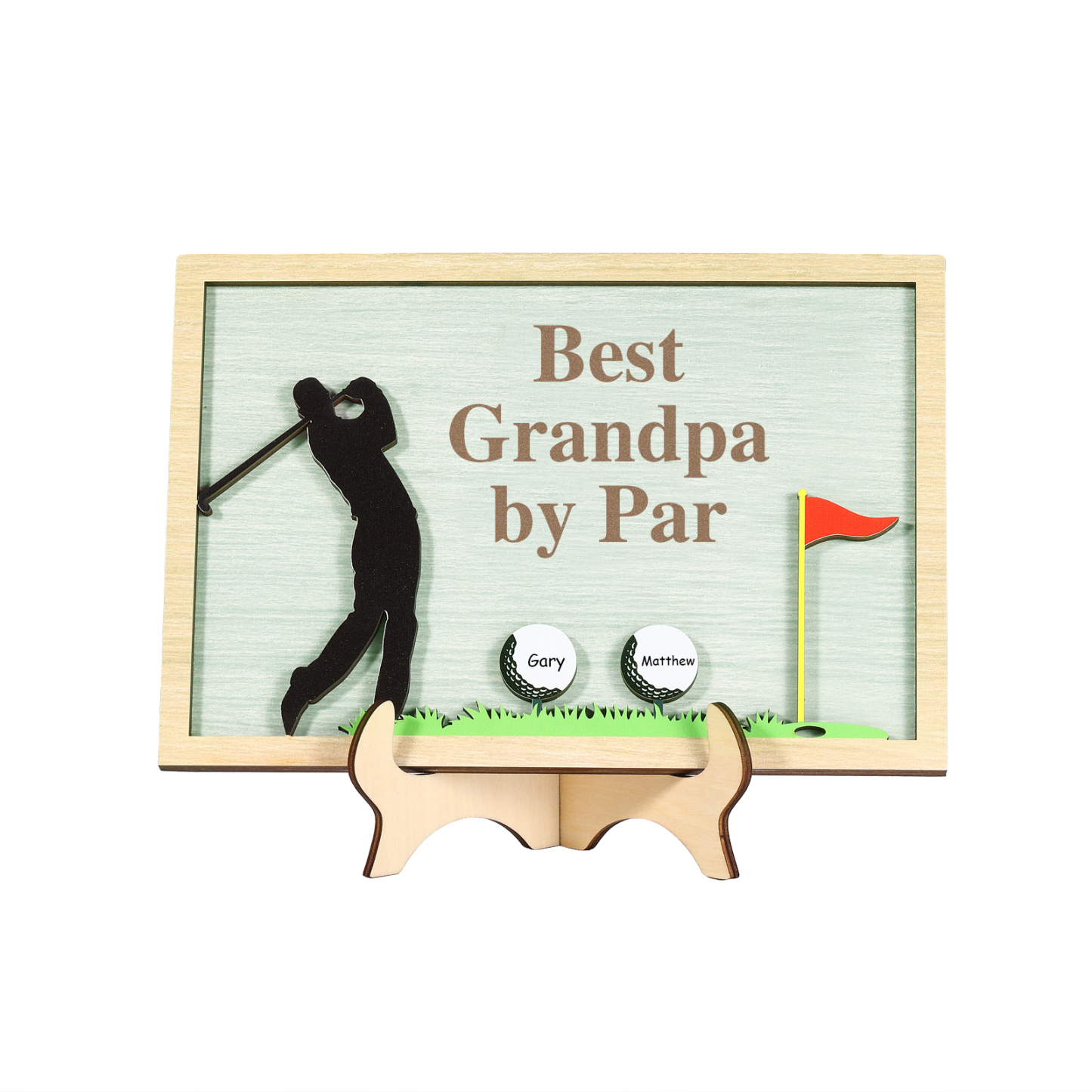 2 Names & 1 Text Personalised Golf Wooden Plaque – Custom Father's Day Gift | Jessemade