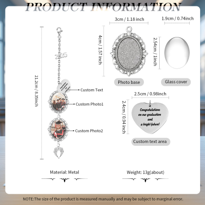 2 Photos Personalised Graduation Hanging Ornament  – Custom Gift for Graduates | Jessemade