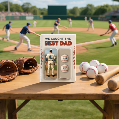 3 Names Personalised Baseball Dad Display Plaque – Custom Father's Day Gift | Jessemade