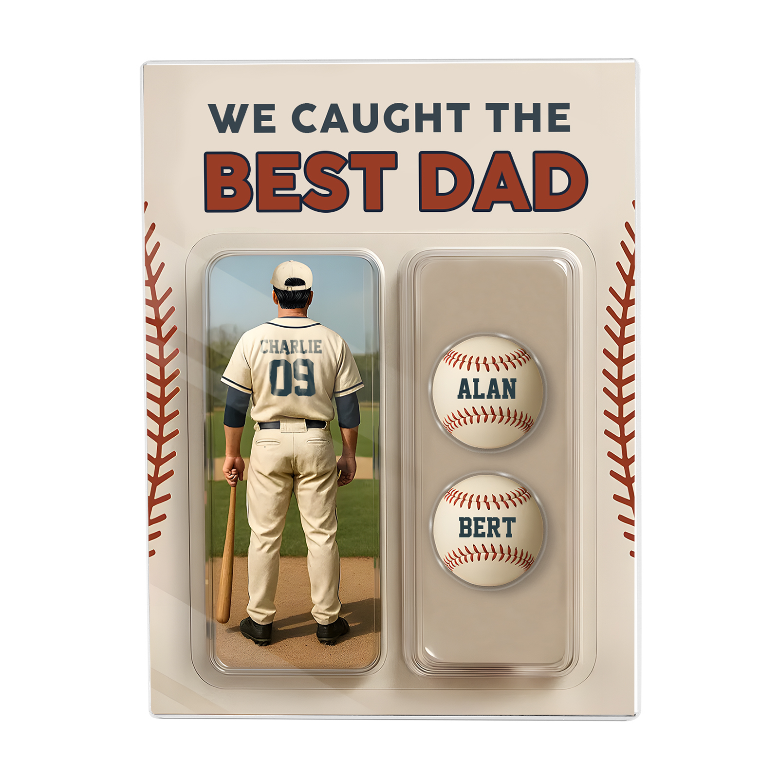 3 Names Personalised Baseball Dad Display Plaque – Custom Father's Day Gift | Jessemade