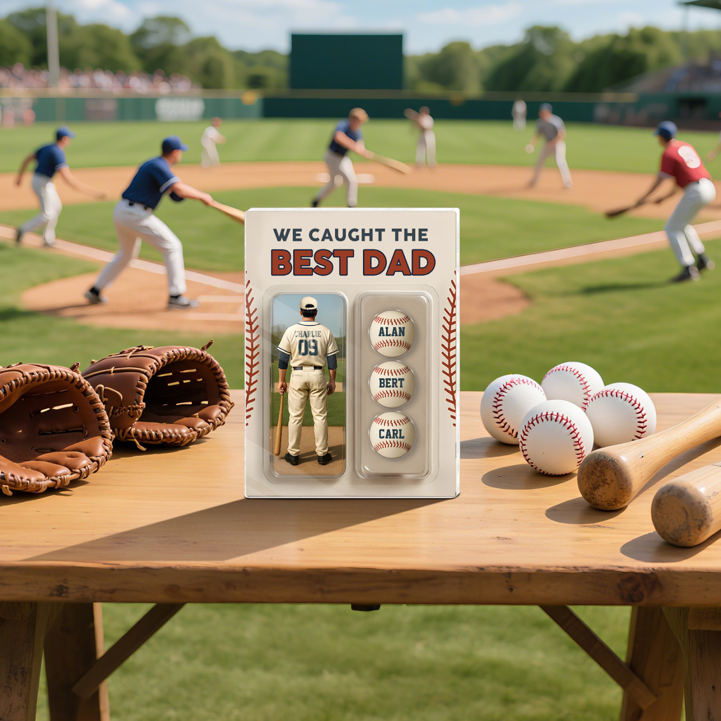 4 Names Personalised Baseball Dad Display Plaque – Custom Father's Day Gift | Jessemade