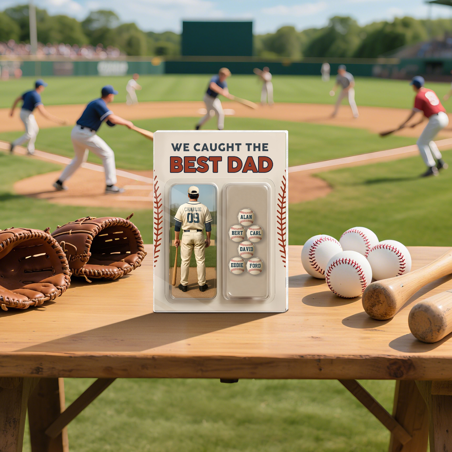 7 Names Personalised Baseball Dad Display Plaque – Custom Father's Day Gift | Jessemade