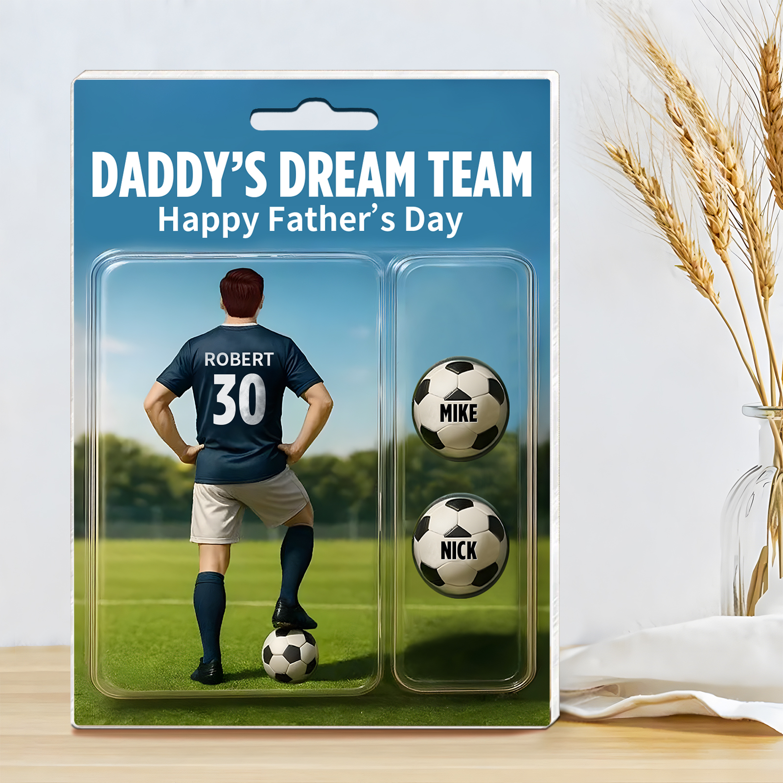 3 Names Personalised Football Dad Display Plaque – Custom Father's Day Gift | Jessemade