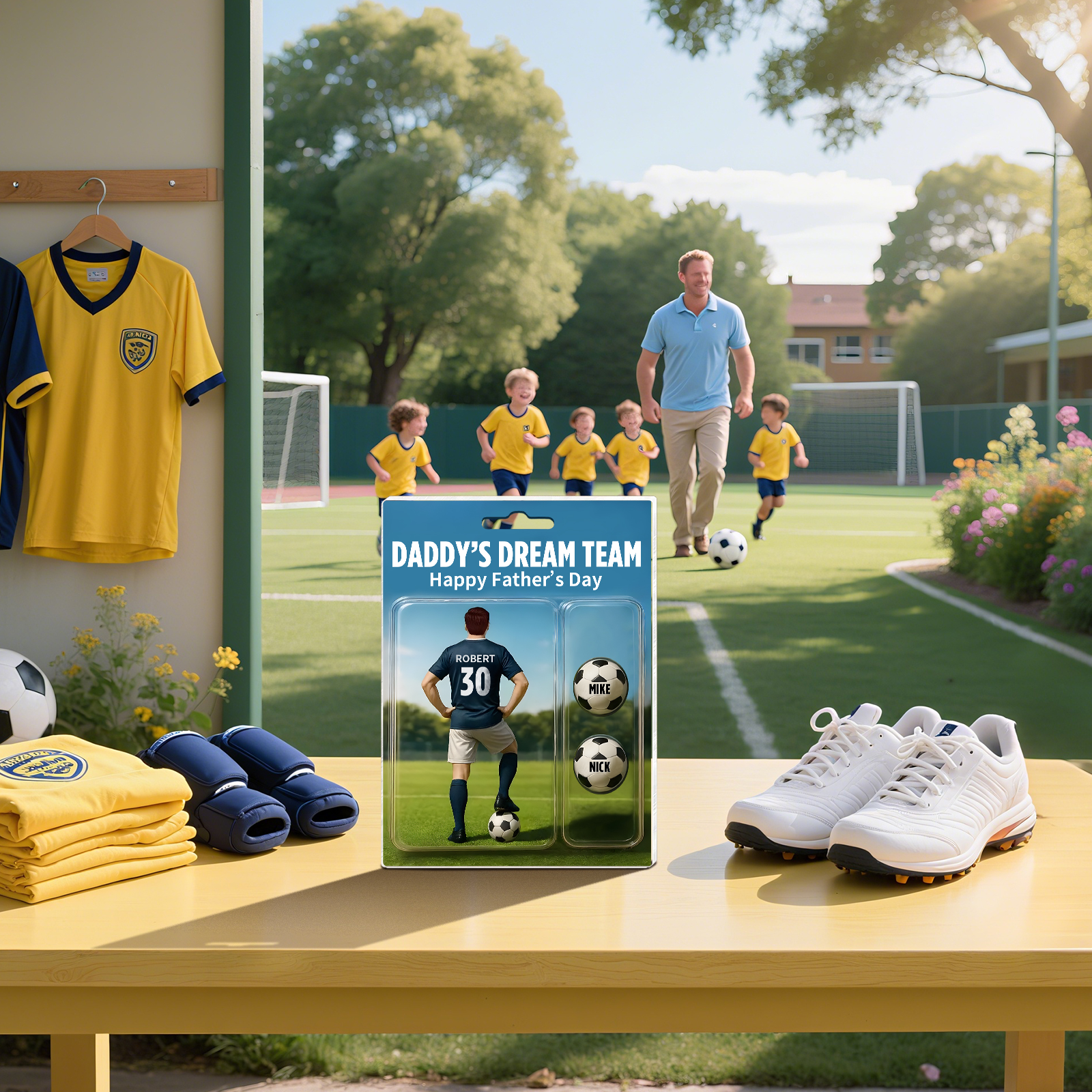 3 Names Personalised Football Dad Display Plaque – Custom Father's Day Gift | Jessemade