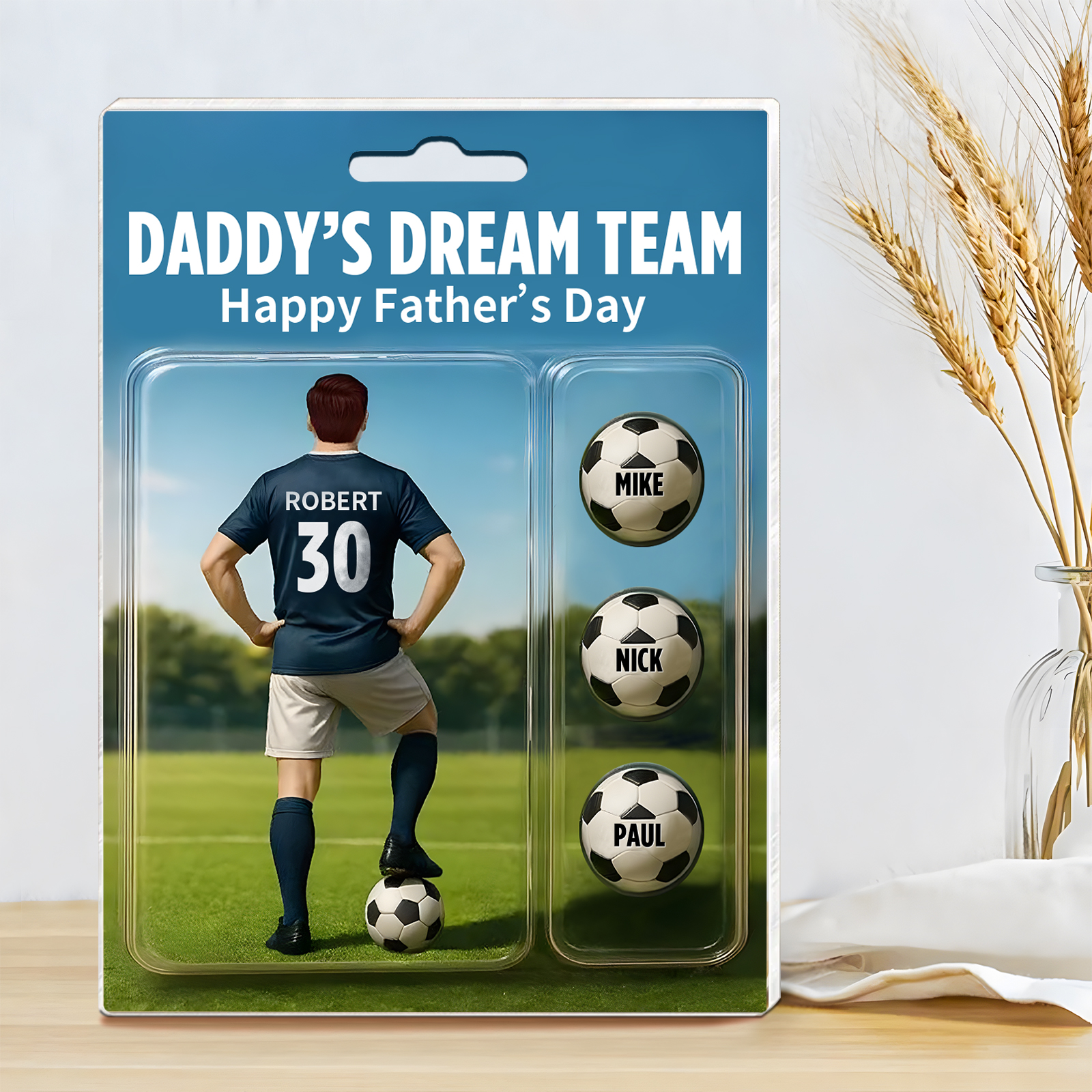 4 Names Personalised Football Dad Display Plaque – Custom Father's Day Gift | Jessemade
