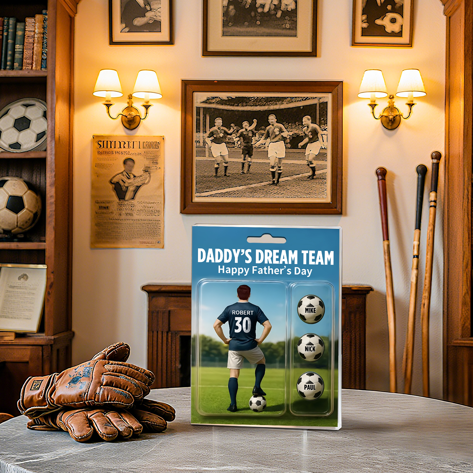 4 Names Personalised Football Dad Display Plaque – Custom Father's Day Gift | Jessemade