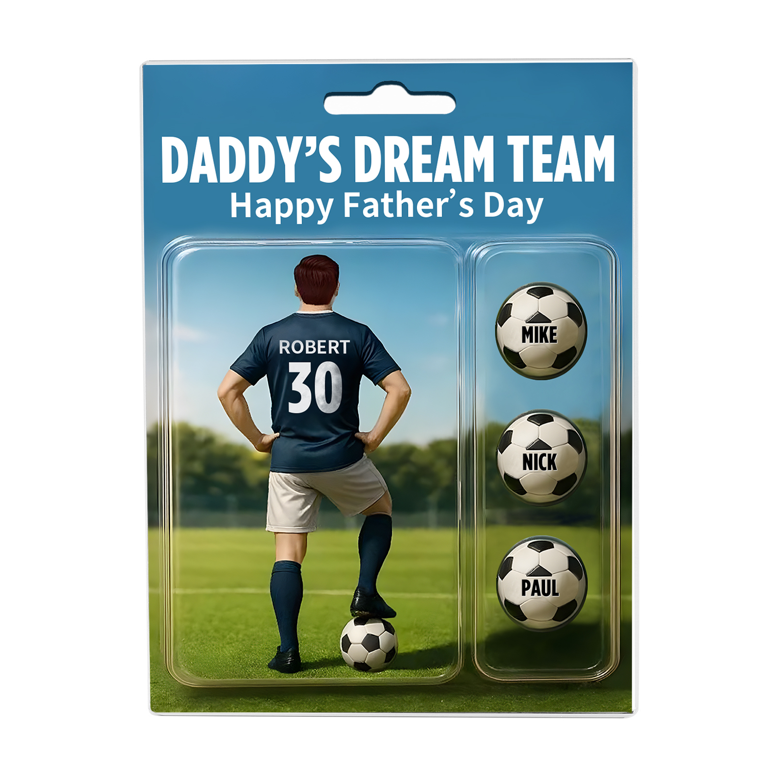 4 Names Personalised Football Dad Display Plaque – Custom Father's Day Gift | Jessemade