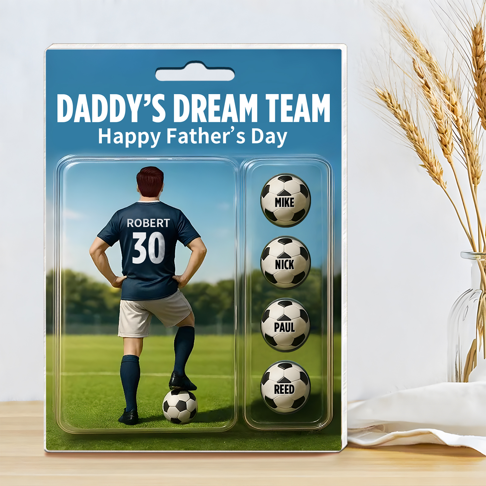 5 Names Personalised Football Dad Display Plaque – Custom Father's Day Gift | Jessemade