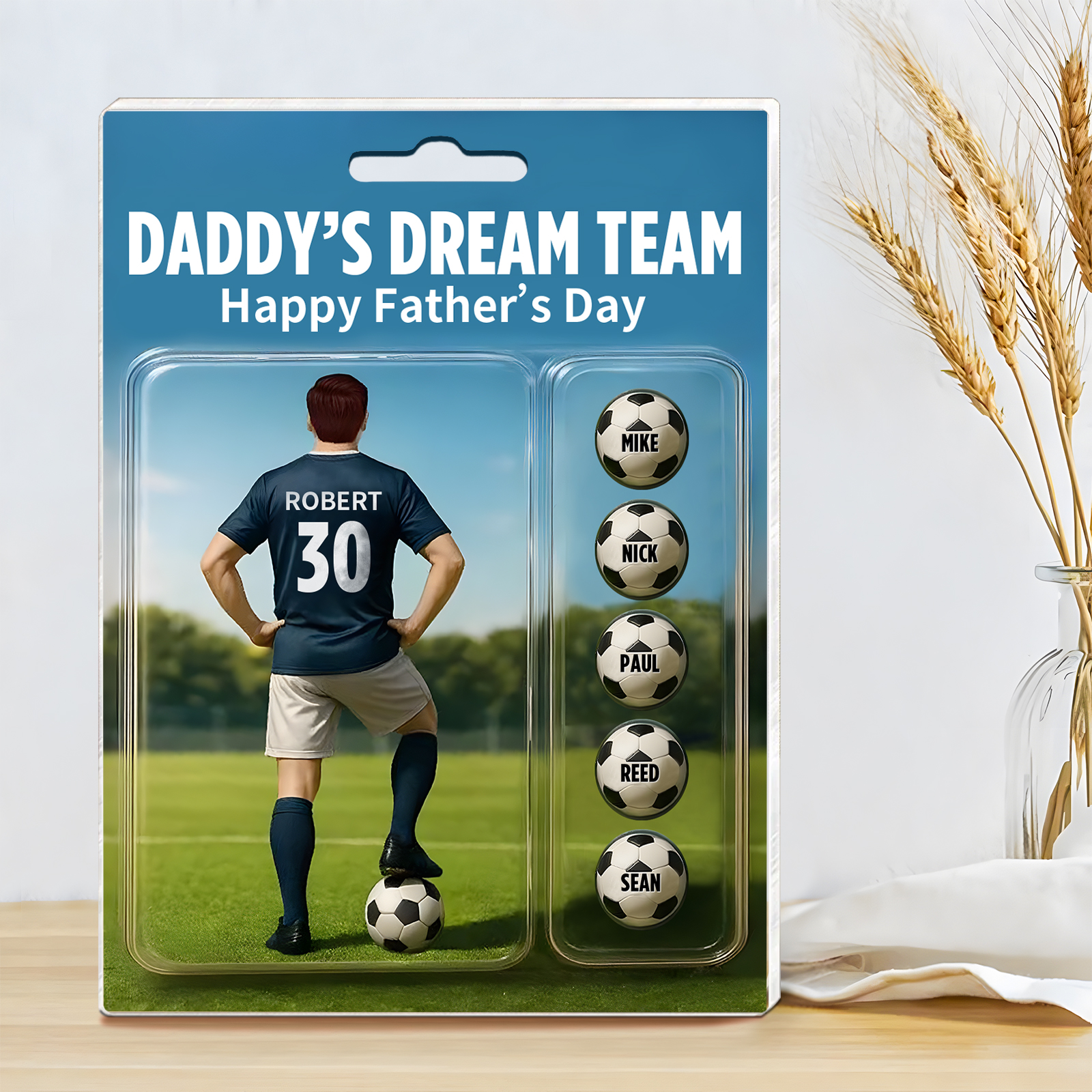 6 Names Personalised Football Dad Display Plaque – Custom Father's Day Gift | Jessemade