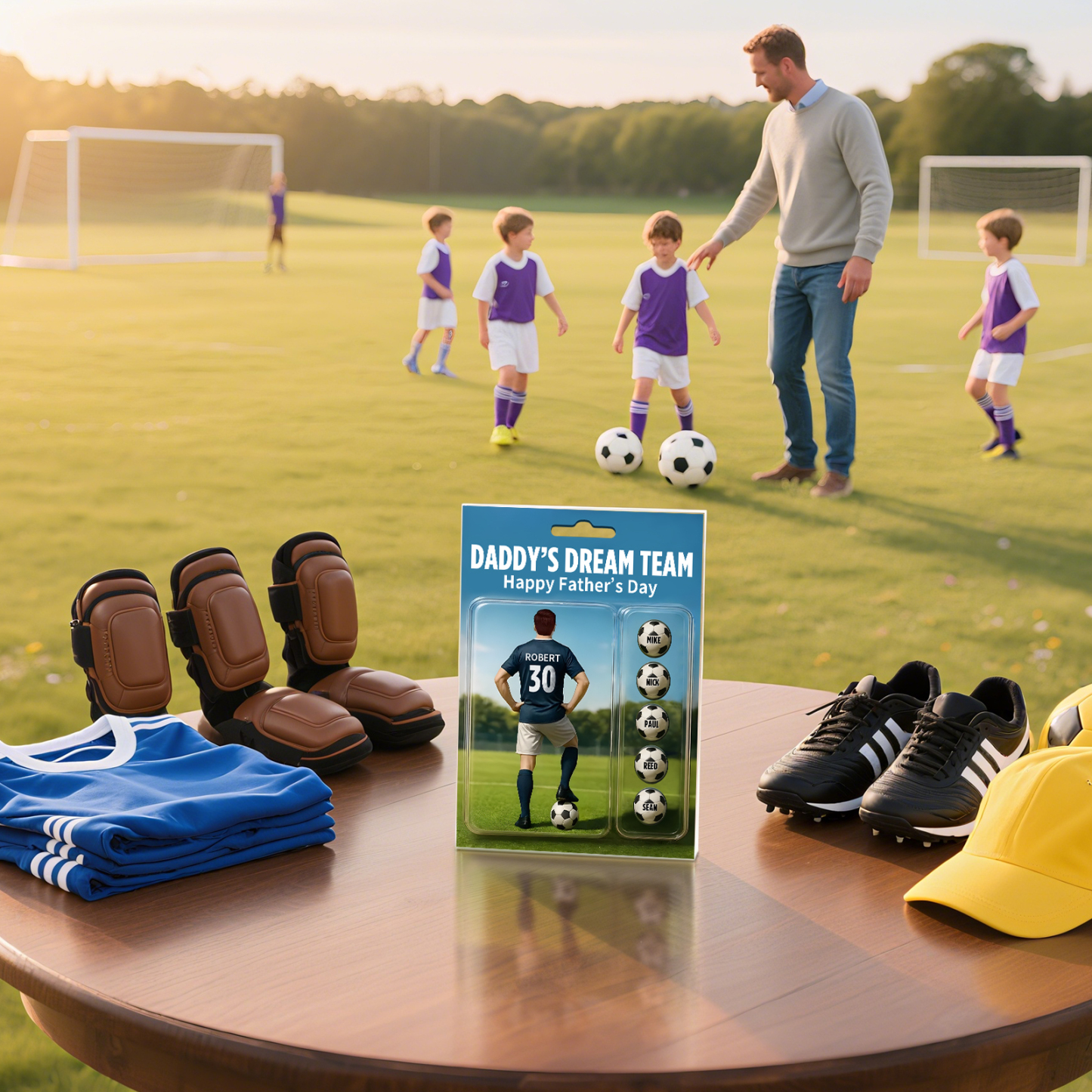 6 Names Personalised Football Dad Display Plaque – Custom Father's Day Gift | Jessemade