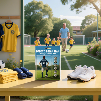 7 Names Personalised Football Dad Display Plaque – Custom Father's Day Gift | Jessemade