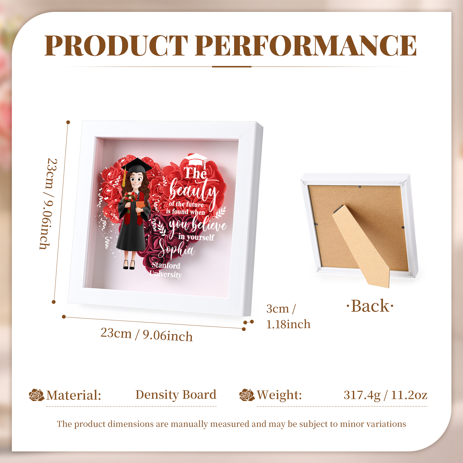 Personalised Graduation Flower Frame – Custom Name & Text | Jessemade