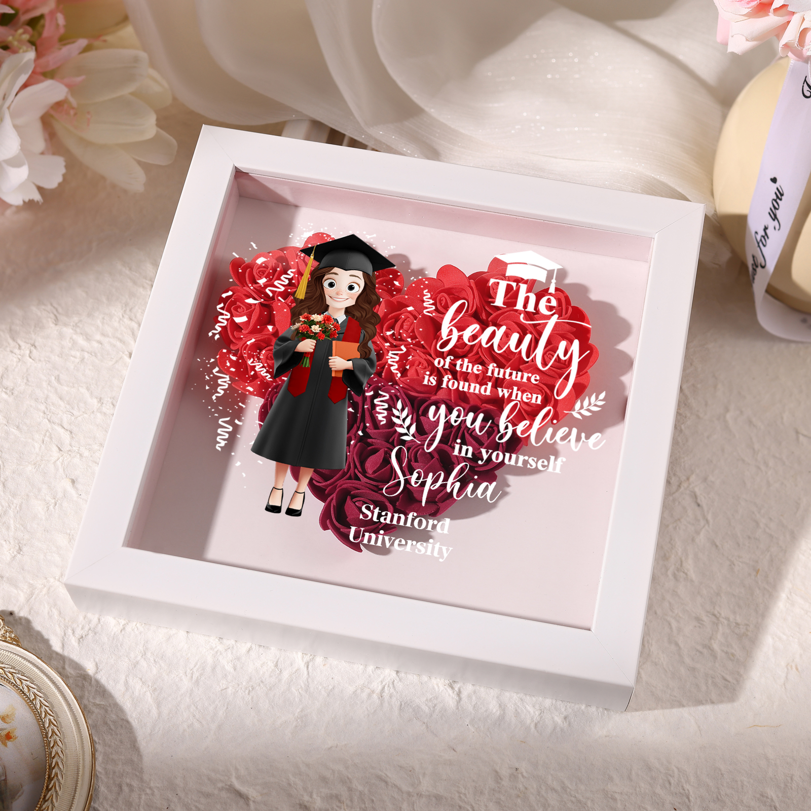 Personalised Graduation Flower Frame – Custom Name & Text | Jessemade