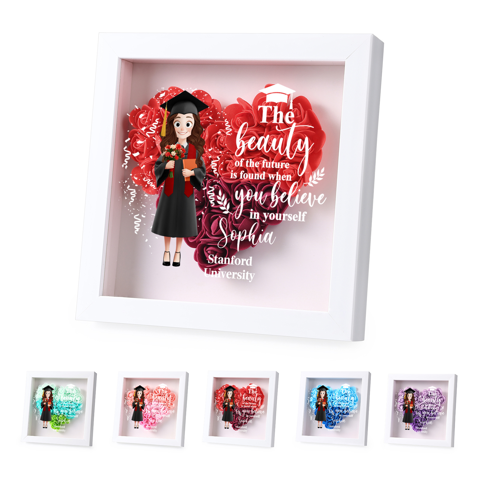 Personalised Graduation Flower Frame – Custom Name & Text | Jessemade