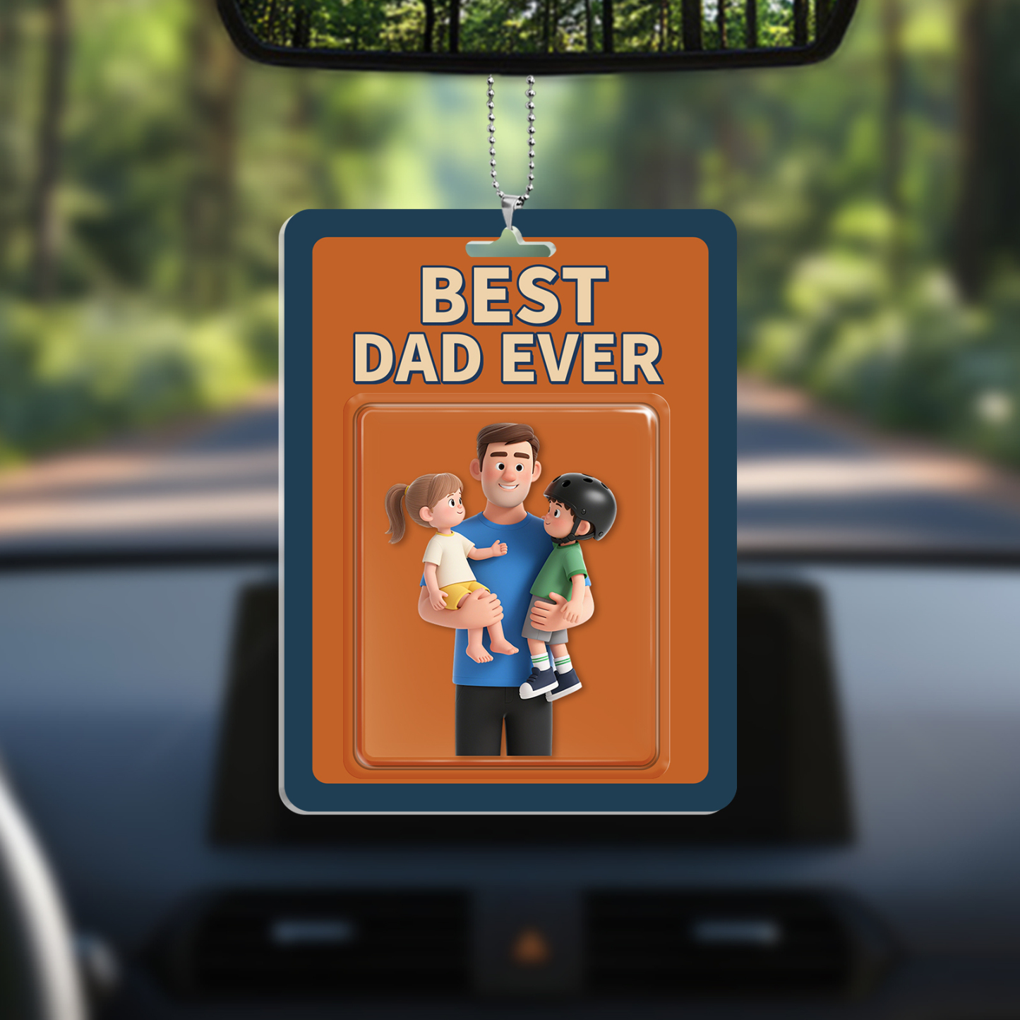 1 Photo Personalised Best Dad Ever Acrylic Ornament – Custom 3D Family Illustration | Jessemade
