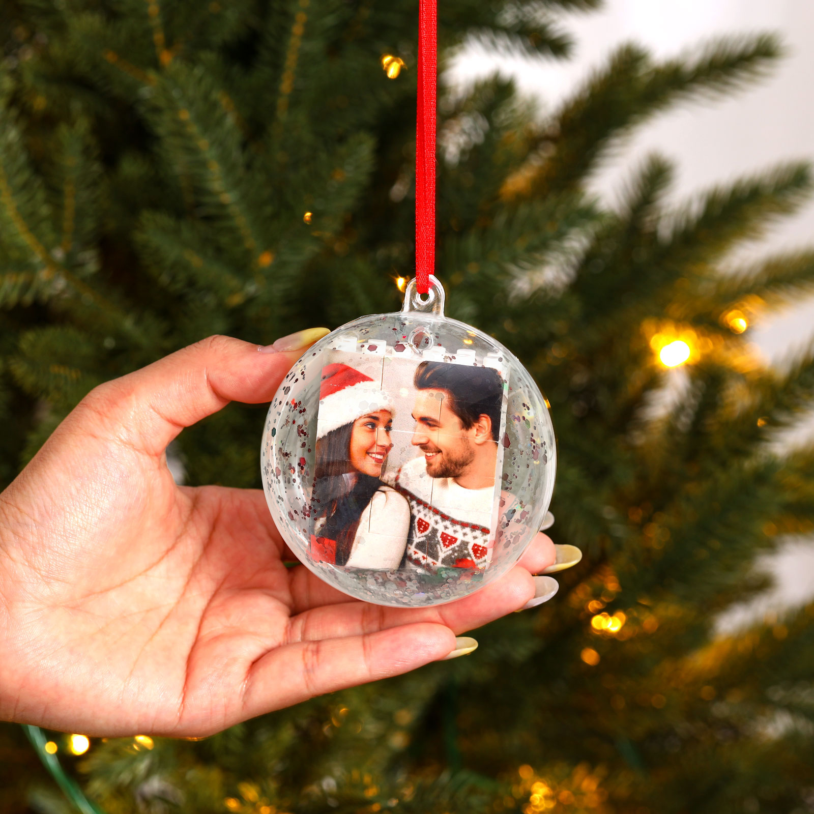 Personalised Photo Mini Puzzle Christmas Bauble Ornament