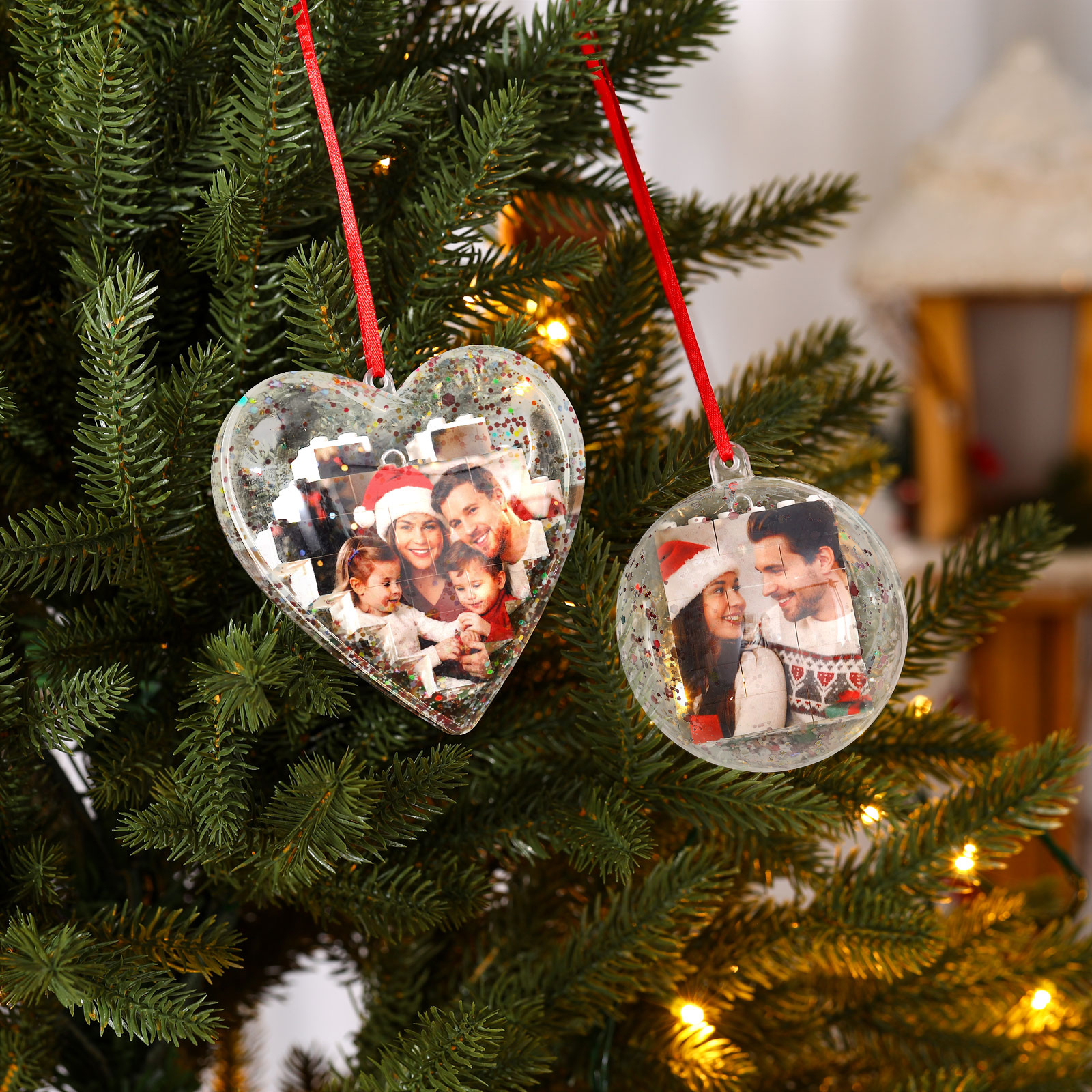 Personalised Photo Mini Puzzle Christmas Bauble Ornament