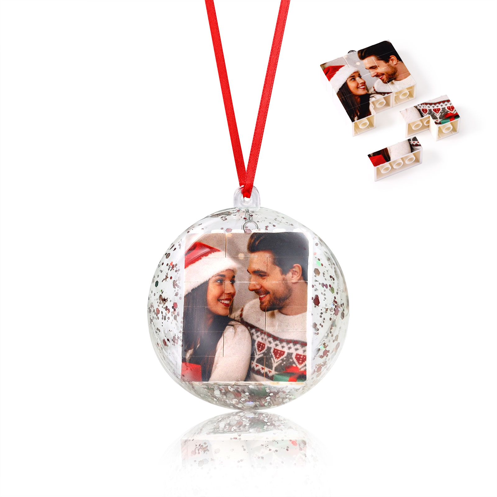 Personalised Photo Mini Puzzle Christmas Bauble Ornament
