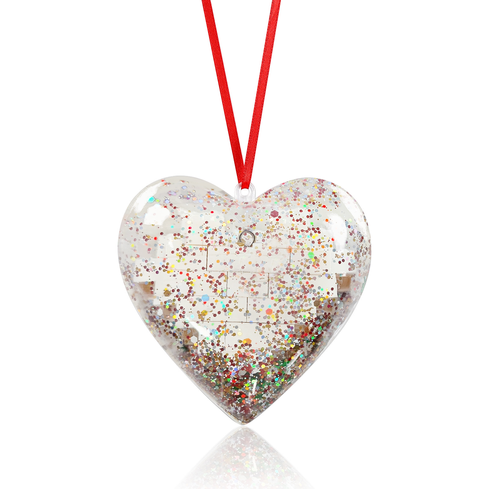 Personalised Photo Heart Christmas Blocks Bauble Ornamnet