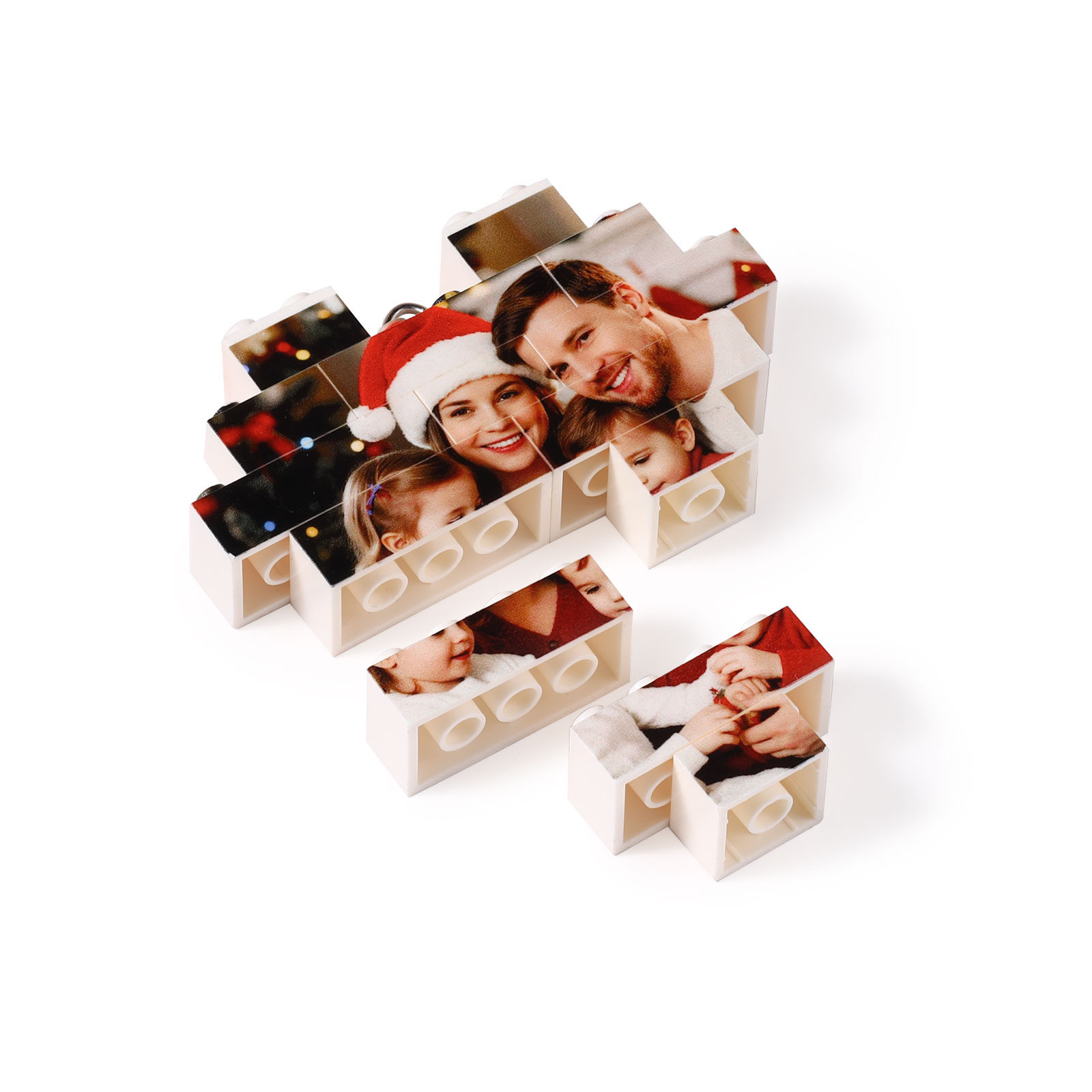 Personalised Photo Heart Christmas Blocks Bauble Ornamnet