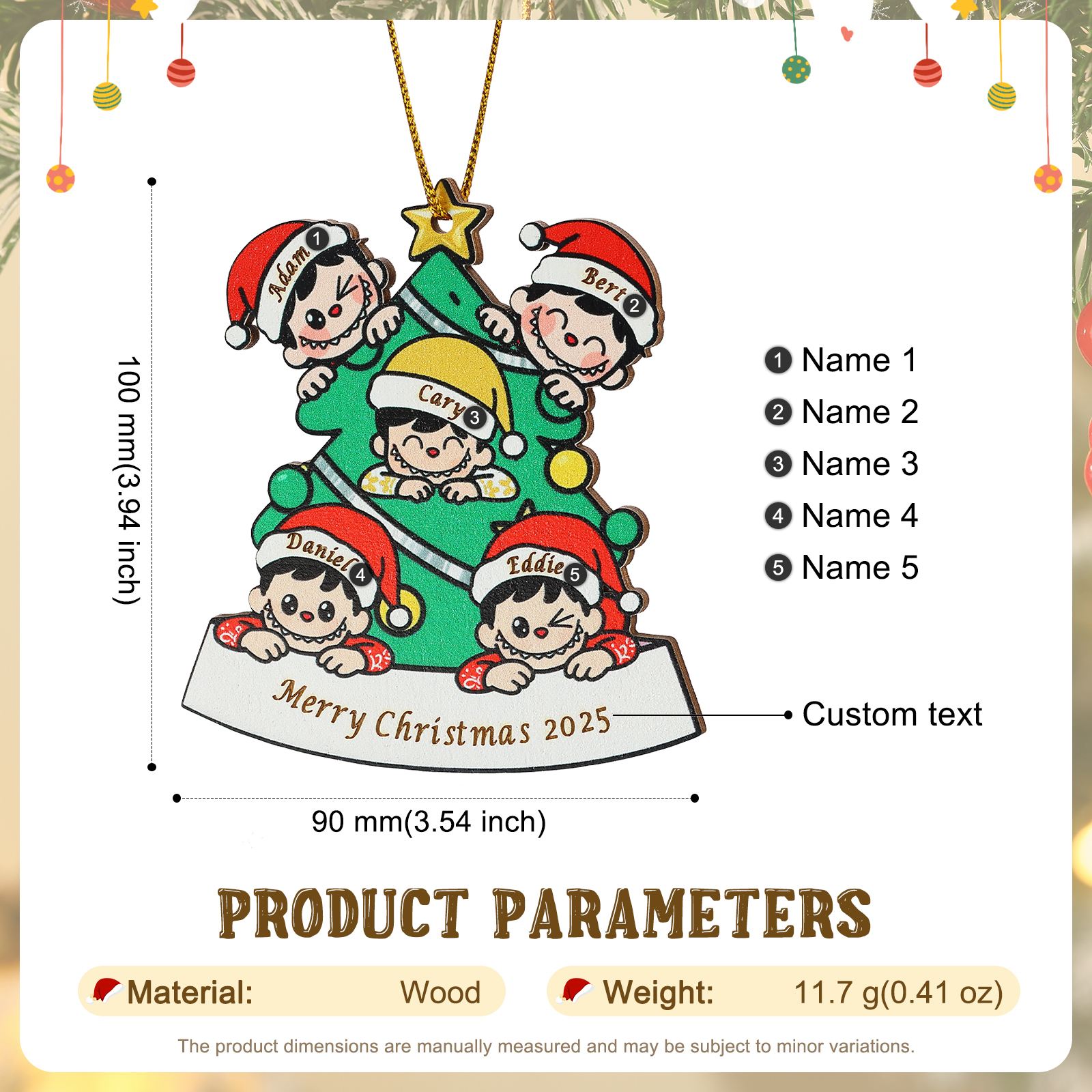 Personalised Family Christmas Tree Ornament 2025