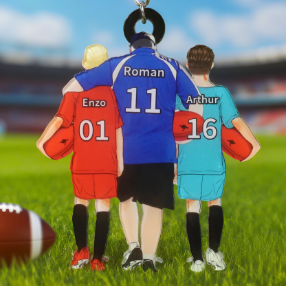 Personalised Aussie Rules Footy Keyring, Custom 3 Names and Numbers Father’s Day Gift for Dad/Footy Fan | Jessemade