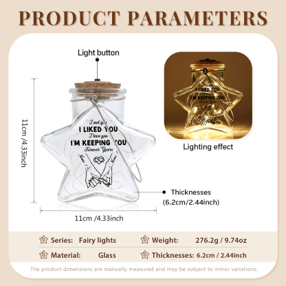 Personalised Star Lamp with Names – LED Light-Up Glass Jar, Gift for Couples