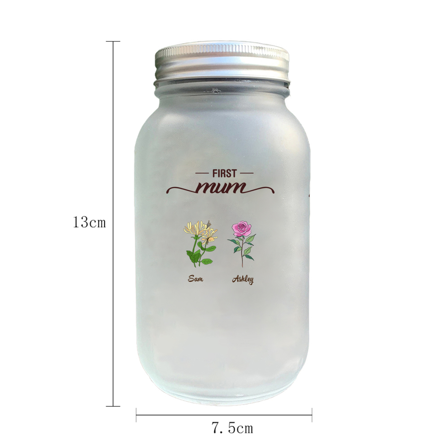 Personalised Flower Solar Mason Jar Light for Nan