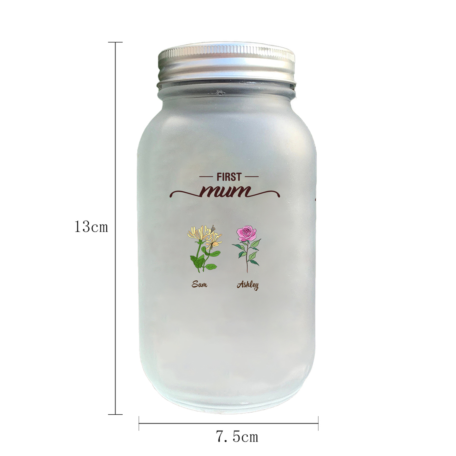Personalised Flower Solar Mason Jar Light for Nan