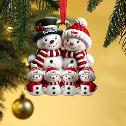 Christmas Tree Decoration - Personalised Family Snowmen with Names