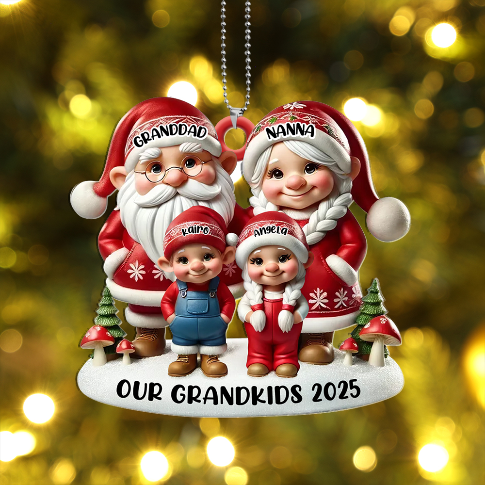 Personalised Family Christmas Tree Decoration - Grandpa Grandma Elf