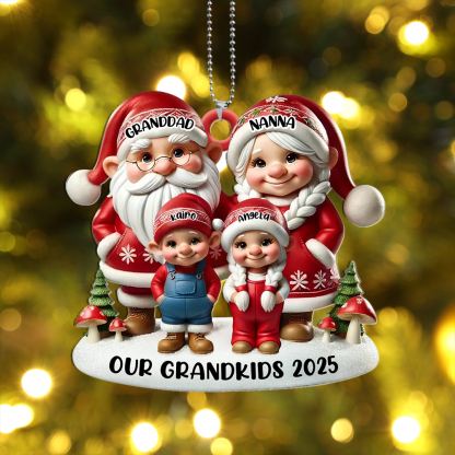 Personalised Family Christmas Tree Decoration - Grandpa Grandma Elf
