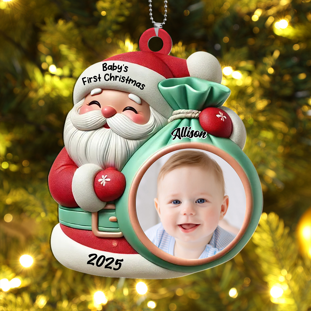 Christmas Tree Decoration - Santa Claus - Personalised Baby Photo