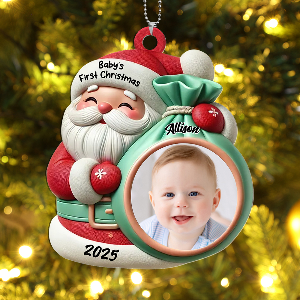Christmas Tree Decoration - Santa Claus - Personalised Baby Photo
