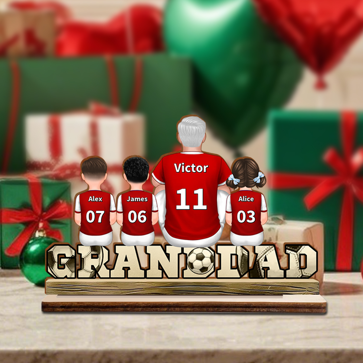 To my Granddad - Personalised Wooden Football Decoration with 2-5 Names and Children | Grandfather’s Day Gifts | Jessemade