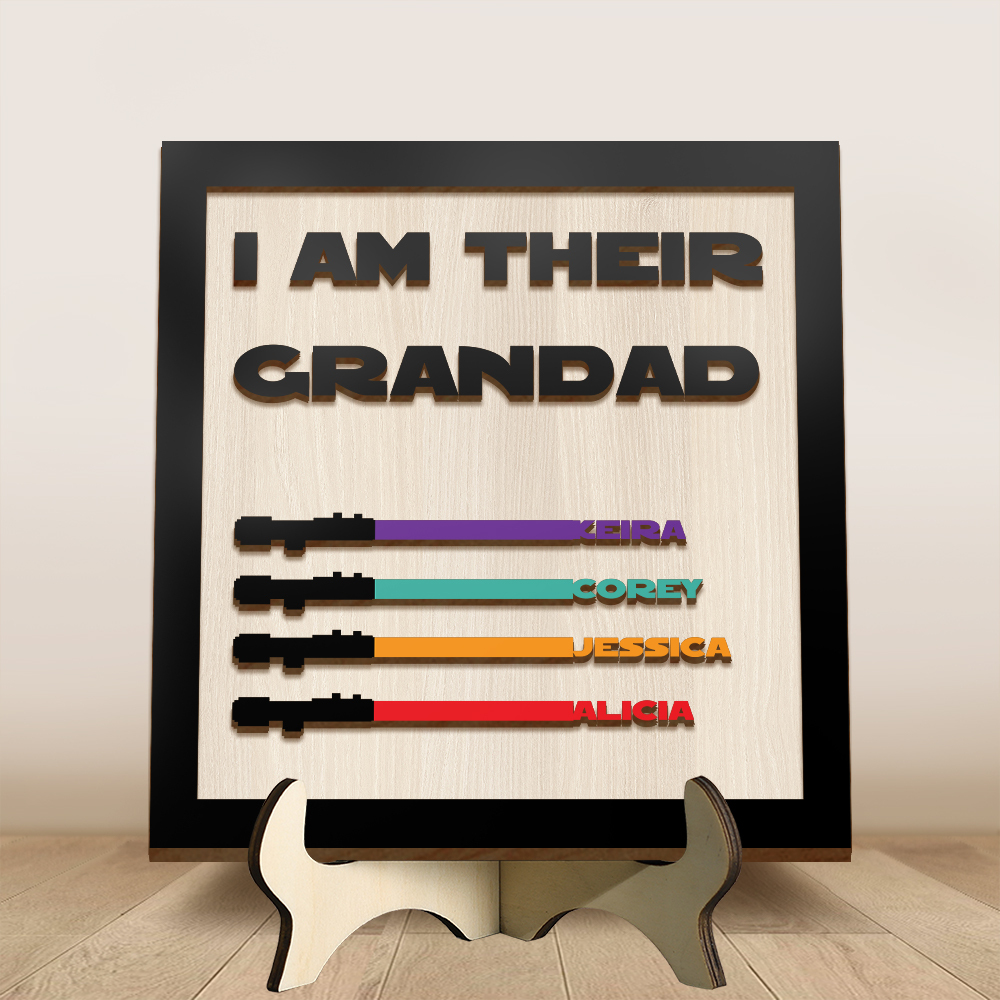 I Am Their Father Grandad Custom Wood Sign Personalised With 1-6 Kids Names Gift for Dad Grandfather | Jessemade