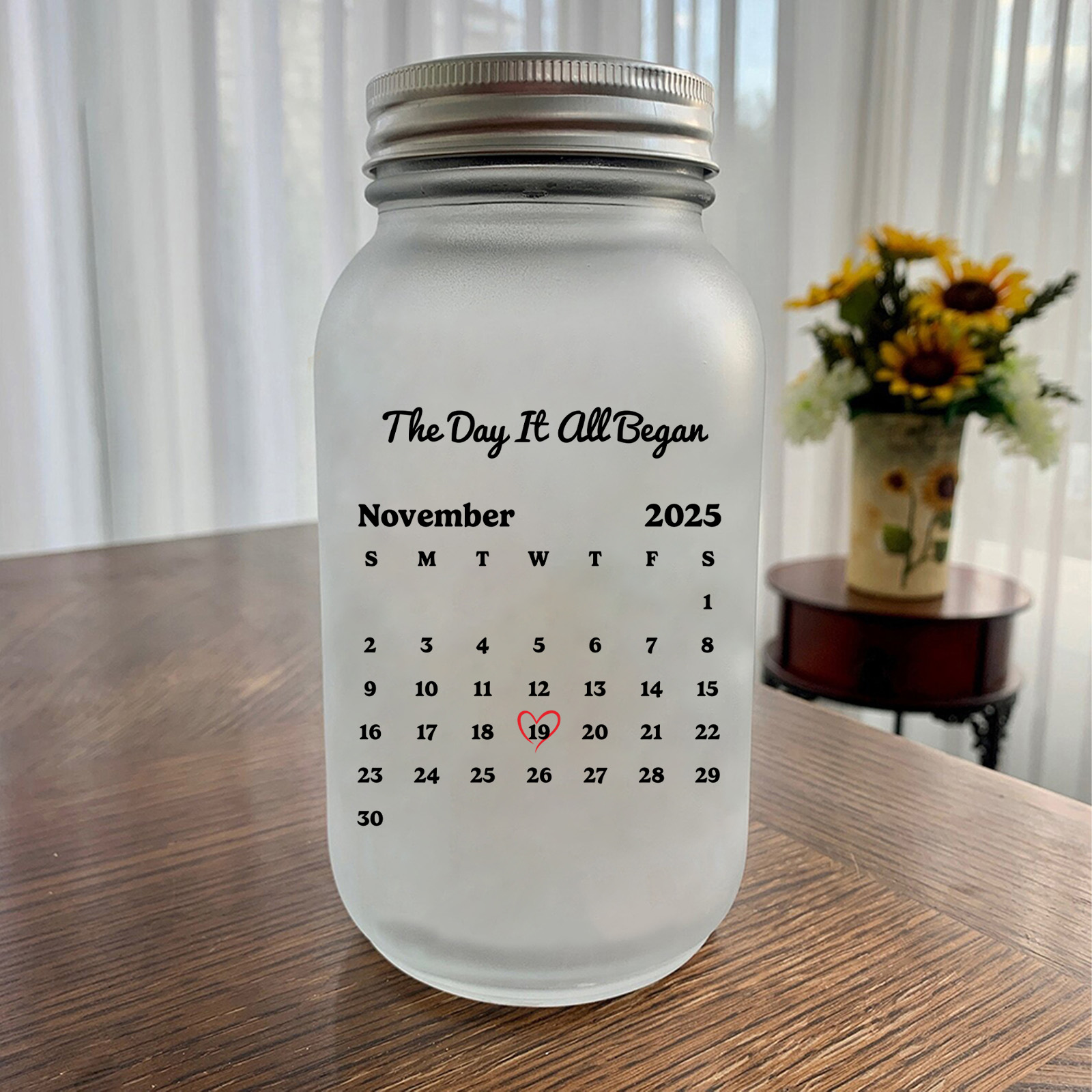 Personalised Light-Up Jar with Names and Date – Romantic Bears and Couple's Special Day Calendar